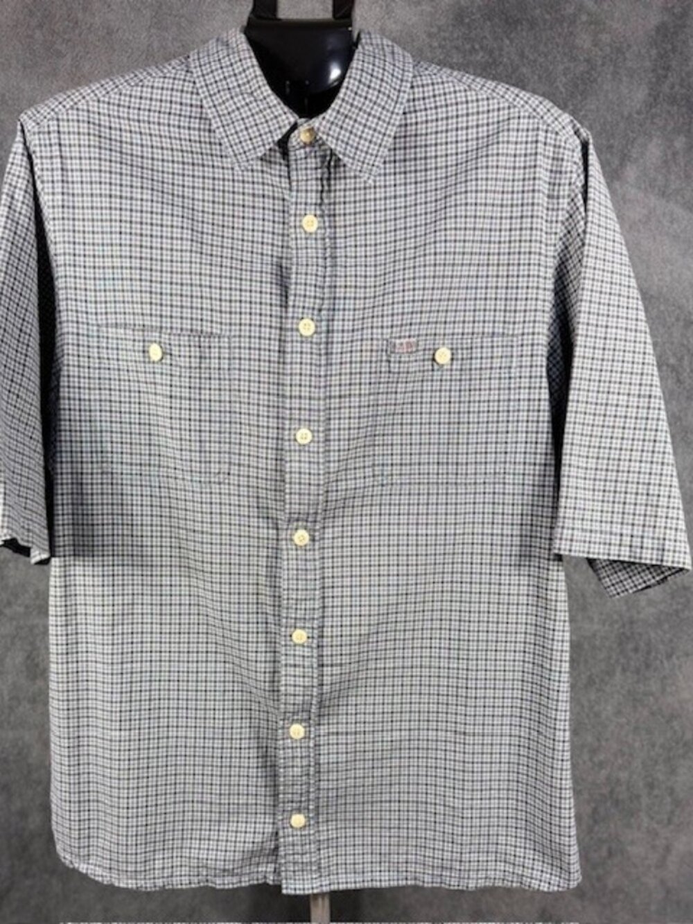 Ralph Lauren Co. Men's 1XT Navy/Blue Plaid Short-Sleeve Shirt